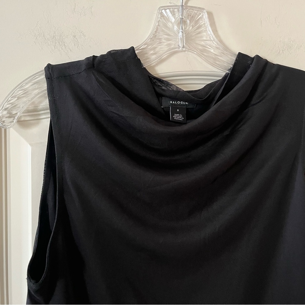 Halogen Rich Black Sleeveless Lined Drop Neckline Blouse Women’s Size Small - Picture 8 of 14